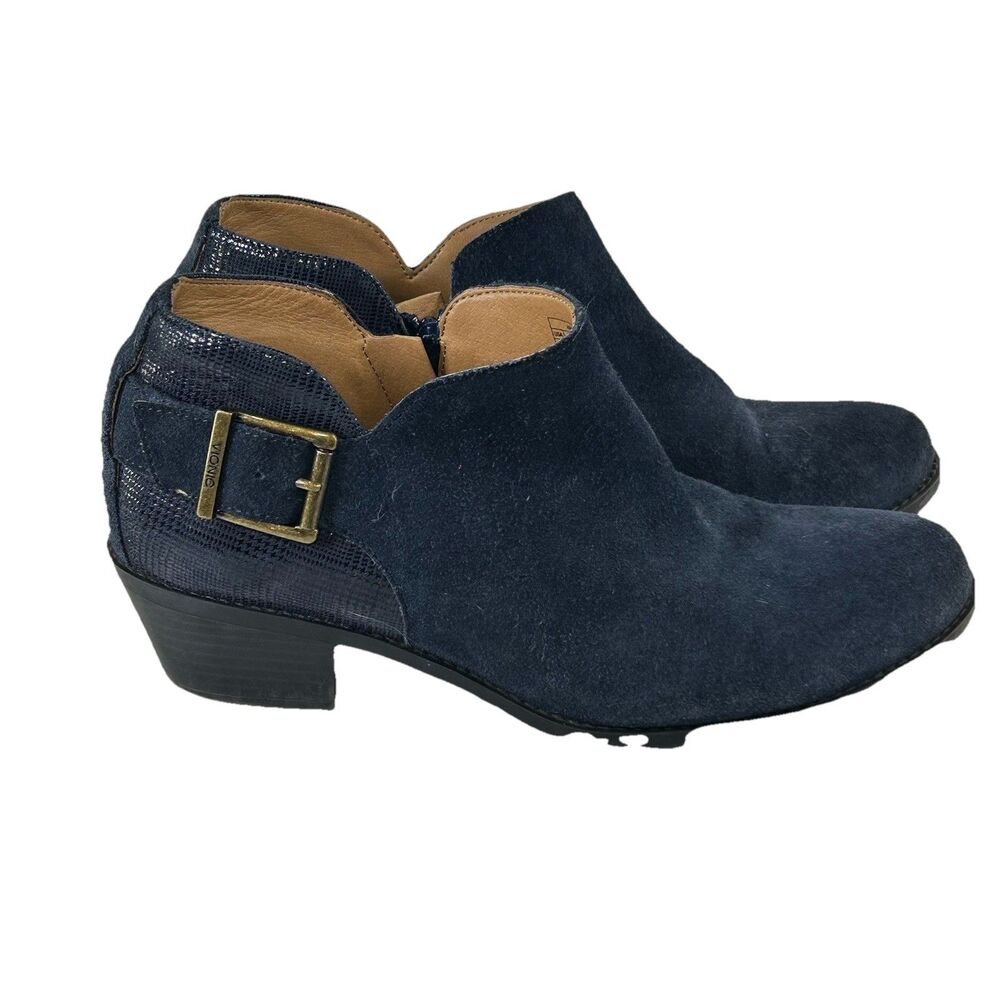 Vionic AMA Blue Suede Leather Ankle Boots with Buckles Women’s‎ Size 9